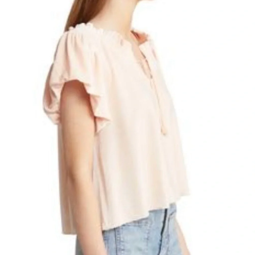 Free People | Therese Pink Velour Top | S